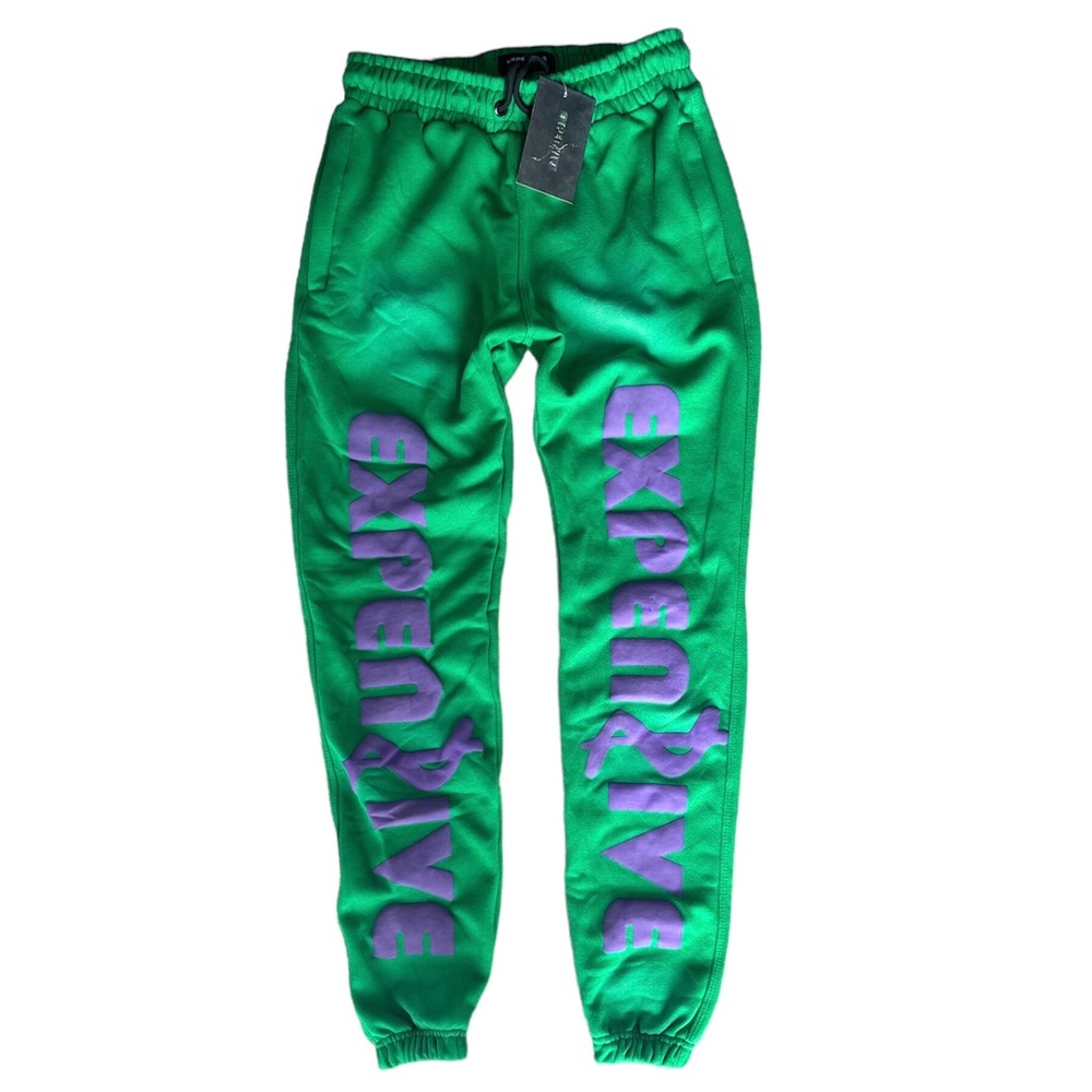 SO EXPENZIVE GREEN/PURPLE FADED SWEATPANTS